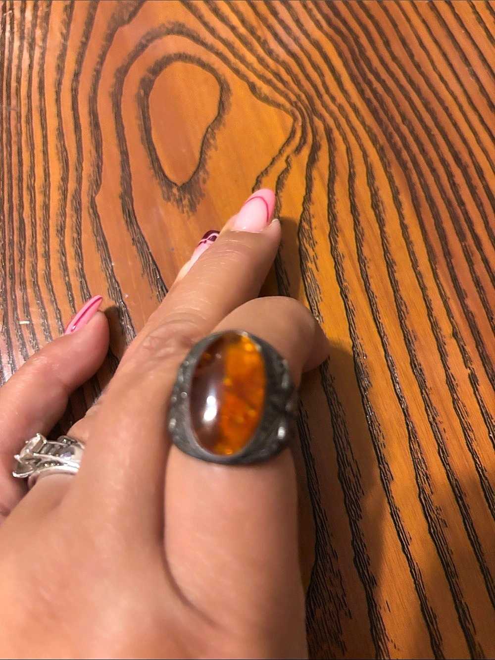 Amber-Tone Oval Statement Ring
